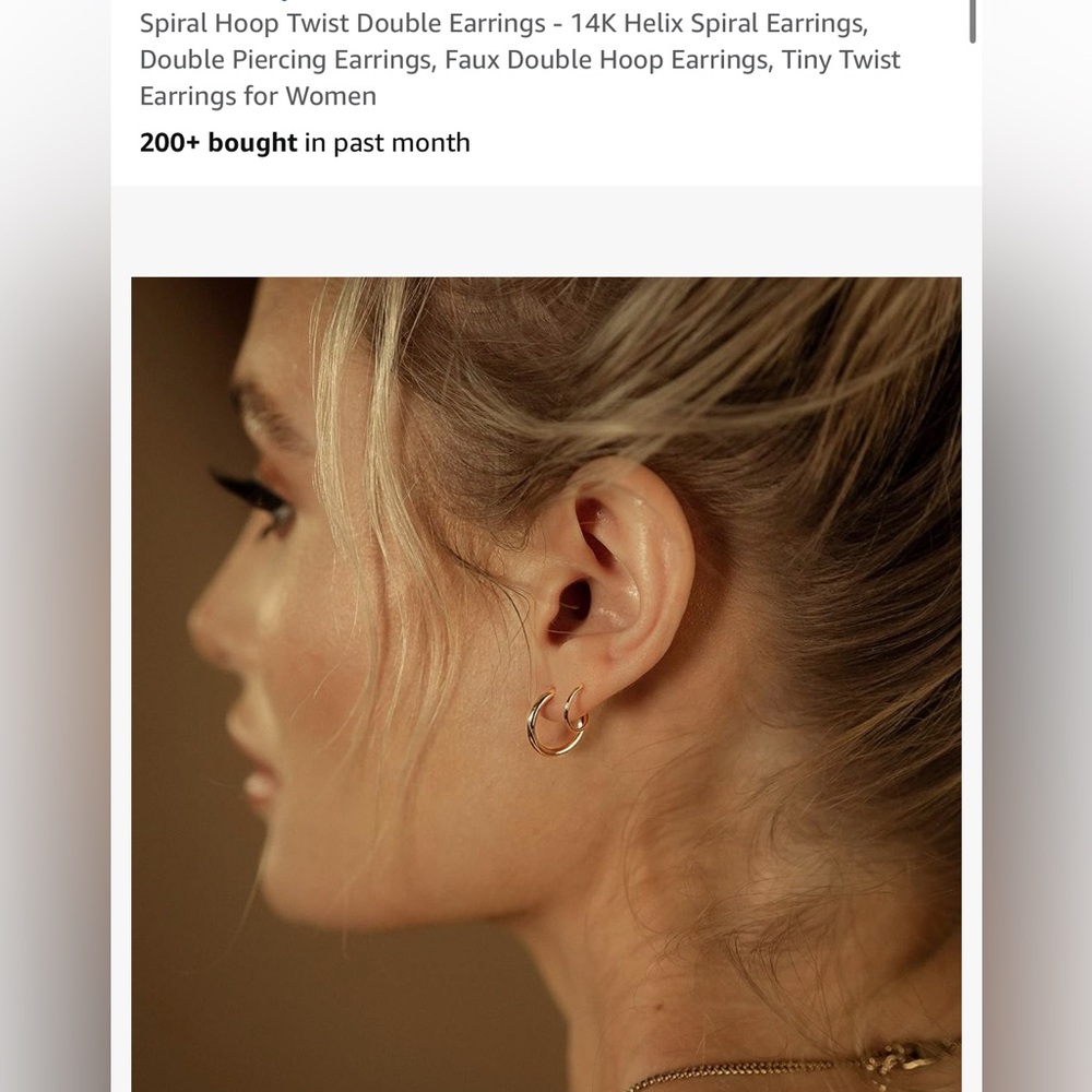 ❌6 earrings Elegant Gold Hoop Earrings Set. 3 hoops and 3 stud earring, 1 - Picture 5 of 7